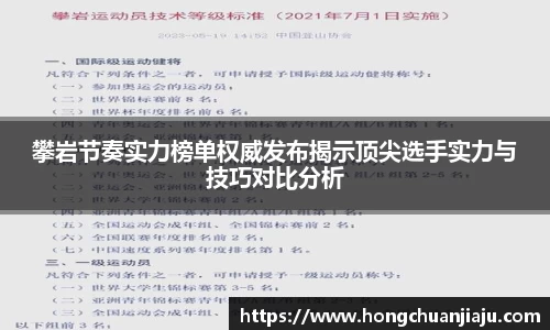 攀岩节奏实力榜单权威发布揭示顶尖选手实力与技巧对比分析
